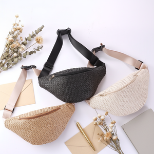 Bolsa de Cintura de Palha Artesanal Ecológica em Alta Venda, Bolsa de Praia Transversal da Moda para o Verão, Preço de Fábrica em Atacado - Product Image 1