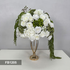 Bola de Flores Artificiales de Seda DKB Personalizada, Arreglo de Rosas Blancas Realistas, Decoración de Boda, Centro de Mesa - Product Image 2