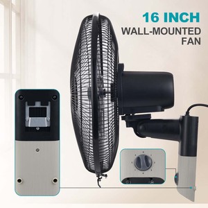 Winningstar Wall Mounted <b>Fan</b> 16 Inch High Velocity Electric Black And Gray - Product Image 3