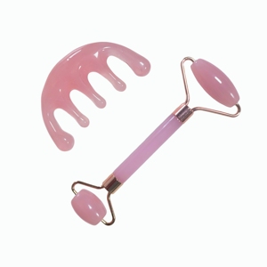 Peigne de massage en résine et rouleau de massage facial à double tête, ensemble de 2 pièces, outils de massage pour la beauté et les soins de la peau - Product Image 2