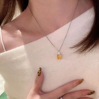 Collier vintage carré en zircon jaune, collier minimaliste avec pierres précieuses colorées, élégant ensemble de bijoux fins pour femmes
