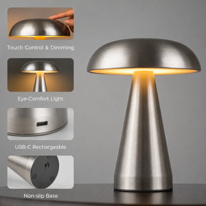 <span class=keywords><strong>Lampe</strong></span> de table sans fil Hotsale en métal doré nordique, forme champignon, avec contrôle tactile et 3 couleurs de lumière, pour décoration moderne de la maison - Product Image 2