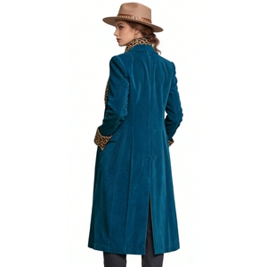 Manteau long en velours pour femme - Imprimé léopard et style rétro - Vêtements pour femme - Mode - Product Image 2