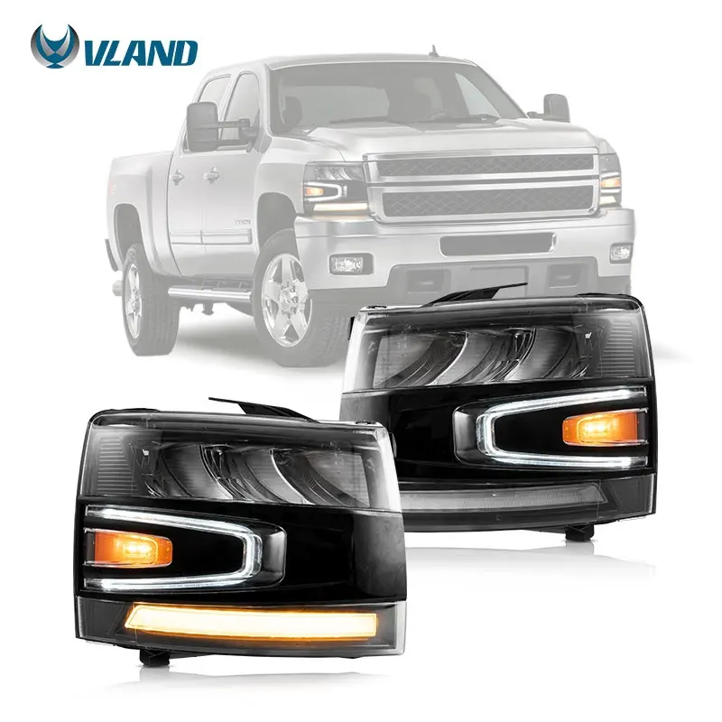 VLAND फैक्टरी सिर प्रकाश पूर्ण एलईडी सामने कार दीपक 2007-2013 के लिए Chevrolet Silverado 1500 2500HD 3500HD हेडलाइट्स
