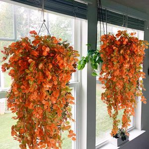 Plante artificielle suspendue en plastique, imitation Sentai, Eucalyptus d'automne, pour décoration extérieure et intérieure, 45 mètres de rotin en maille - Product Image 3