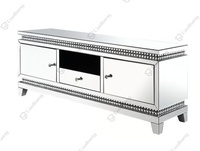 Meuble TV miroir en cristal de Style Glam avec 2 piliers latéraux pour le salon