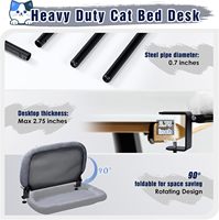 Supports en acier robuste pour lit de bureau pour chat, gain de place, 90 cm ° Pliable avec fourrure synthétique ultra-douce