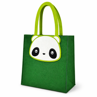 Sac fourre-tout en feutre non tissé personnalisé avec logo OEM, design panda mignon, écologique, sac à main animal de dessin animé personnalisé, cadeau réutilisable
