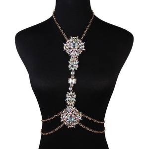 Modische Strass-Körperkette Sommer <span class=keywords><strong>Bikini</strong></span> Strand Party Halskette Glitzernder Kristall-Körperschmuck für Frauen und Mädchen - Product Image 2