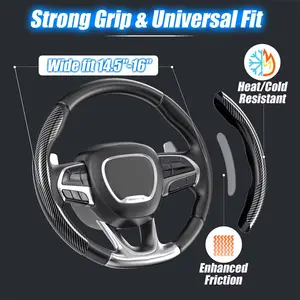 Protetor de volante de carro rígido antiderrapante segmentado, revestimento universal de fibra de carbono para volante