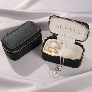 Personal Logo Customized Hot Sale Mini Travel Leather Zipper Necklace Jewelry <b>Box</b> <b>Earring</b> Storage Jewelry Popular Jewelry <b>Box</b> - Product Image 5