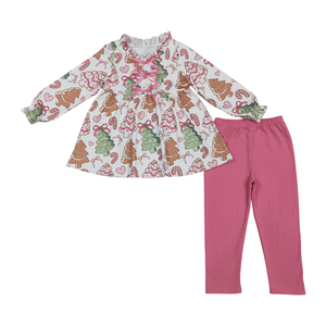 <b>Christmas</b> Its The Season Tree Cane Candy Bows Long Sleeve Pink Pants Girls <b>Outfits</b> <b>Baby</b> Girls Clothes Boutique Wholesale Hot RTS - Product Image 1