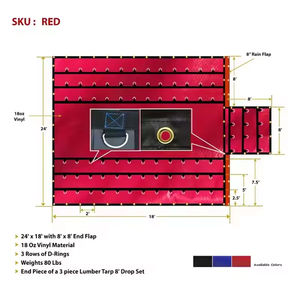 Bâche de remorque robuste en tissu ripstop parachute 18oz imperméable en vinyle pour plateau, avec anneaux en D – Vente directe usine - Product Image 6