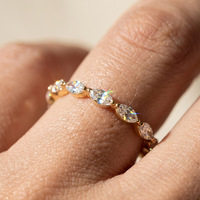 Bague fine en argent sterling S925 empilable avec moissanite pour femme, bague de luxe en argent et diamant, cadeau de bijoux pour anniversaire de mariage