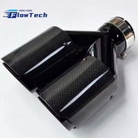 Embout d'échappement universel pour voiture de 89 mm, en acier inoxydable noir avec couvercle d'entrée en fibre de carbone, pour la modification et la décoration des véhicules