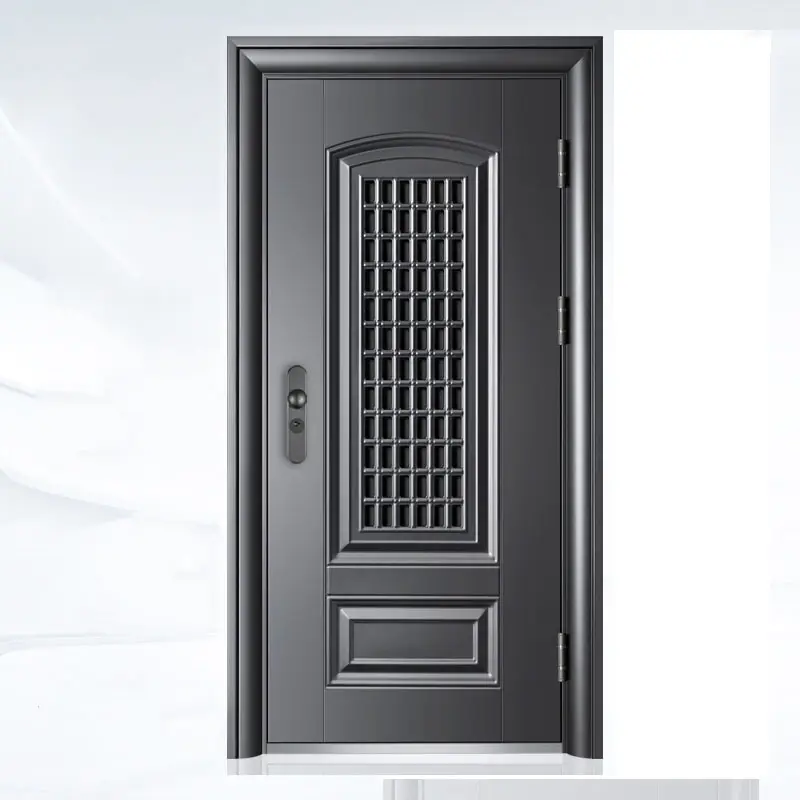 Porte de sécurité simple en acier, prix pour porte de maison, Design avec maille d'acier
