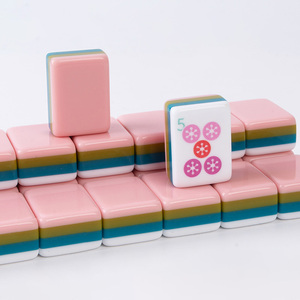 Tuiles de Mahjong Américain en Acrylique Style Perle Rose, Finition Polie à la Main, Ensemble de Sac de Rangement en Cristal Haut de Gamme, Cadeau pour la Maison - Product Image 1