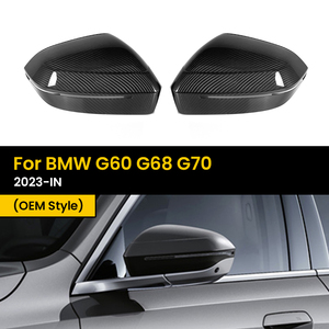Coques de rétroviseurs latéraux en fibre de carbone véritable, remplacement direct, pour BMW G60 G68 G70 2023-IN - Product Image 1