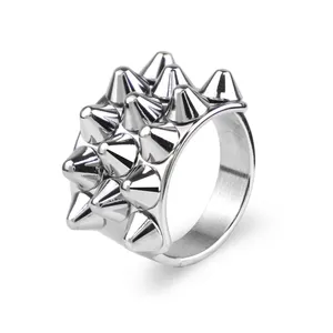 Factory Wholesale European Hot Selling Style Stainless Steel Fashion Jewelry Hip Hop Punk Peak Ring Gold Plated