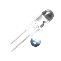 Diode LED à trou traversant haute puissance 0,5W, DIP 5mm, blanc 7000-9000K, 50-56lm, 35°, ronde, transparente, avec dissipateur thermique, 3,0-3,6V