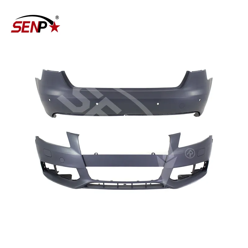 SENPEI New Set of 2 Bumper Covers Fascias Front & Rear for Audi A4 AU1000160, AU1100195 Pair 8K0807105AGRU,8K5807303AGRU