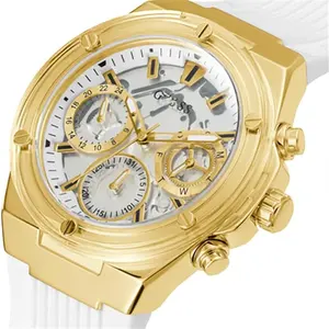 Dames Sport Clear Multifunctionele 39Mm Transparante Wijzerplaat Rvs Case Met Transparant Polycarbonaat Band Gueeses Horloge