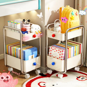 Estante de almacenamiento portátil de varias capas con ruedas para escritorio de estudio y organización de libros en el dormitorio, tipo rectangular, para oficina - Product Image 2