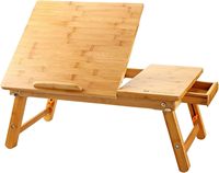 Plateau de rangement pour ordinateur portable en bambou, pliable, pour bureau à domicile et salon, avec angle d'inclinaison réglable