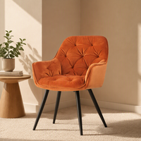 Fauteuil en velours orange luxueux et durable, chaise de salle à manger en tissu velours, pieds en métal résistants