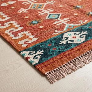 Red Aztec Style Handmade Carpet Southwestern Area Rug for Bedroom Living Room Hallway Custom Size Decorative Floor Covering - Product Image 3