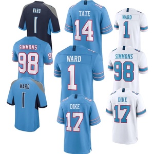 Venta al por Mayor de Fábrica: Bordado de <span class=keywords><strong>Tennessee</strong></span> # <span class=keywords><strong>1</strong></span> Distrito # 98 Simmons # 14 Tate # Camiseta de Fútbol Americano 17 Dike - Product Image 1