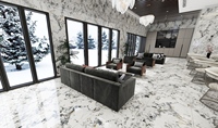 Carrelage de sol en porcelaine moderne de luxe, aspect marbre, entièrement poli et émaillé, 750x1500, antibactérien, antidérapant