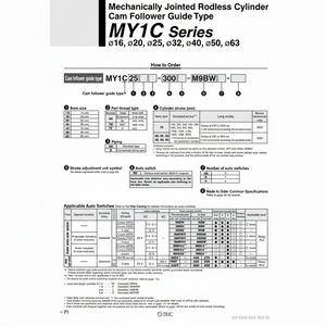Cilindro sin vástago de SMC Pneumatics, categoría de producto articulado mecánicamente - Product Image 1