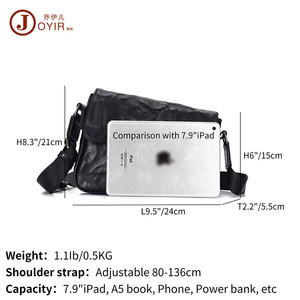 Joyir Men's Crossbody <b>Bag</b> Vegetable Tanned Leather Black Durable Everyday Use - Product Image 4