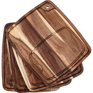 Plato rectangular de madera para carne, tabla de servir de madera maciza para restaurante, fiestas, color retro 08025 - Product Image 5