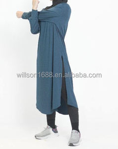 Abbigliamento Sportivo Willson a Maniche Lunghe con Spacchi Laterali per Donne Musulmane, Tunica da Allenamento Modesta e alla Moda - Product Image 4