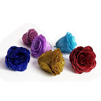 Têtes de fleurs artificielles ODIS en paillettes dorées lumineuses, roses sans tige, pour mariage, Saint-Valentin, décorations Qixi, DIY