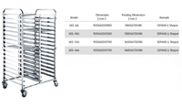 Chariot de boulangerie commercial en acier inoxydable à double rangée et 16 niveaux, haute capacité de charge, pour 32 bacs GN