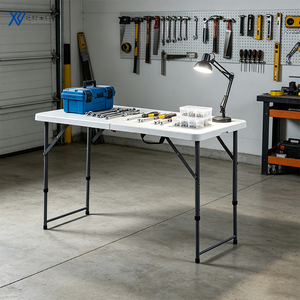 Tavolo Pieghevole <span class=keywords><strong>da</strong></span> Esterno Lungo, Design Semi-Pieghevole, Altezza Regolabile, Ideale per Festival all'Aperto, Fiere, Picnic e Attività di Gruppo - Product Image 3