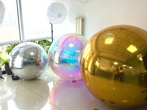 Ballon gonflable géant en forme de boule miroir, <span class=keywords><strong>d</strong></span>écor <span class=keywords><strong>d</strong></span>'événement coloré, ballon publicitaire flottant, or argent, 0,8 m 1 m - Product Image 6
