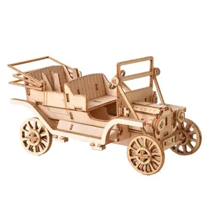 Vente en gros DIY voiture classique modèle 3D puzzle drôle assemblage puzzle jouets artisanat en bois