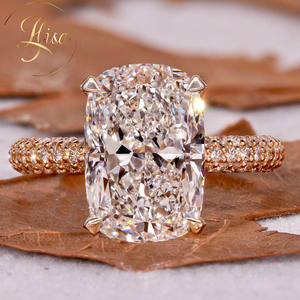 Nhẫn đính hôn kim cương nhân tạo Radiant, vàng 10K 14K 18K, chứng nhận IGI, kim cương nhân tạo VVS, kiểu dáng Pave Solitaire - Product Image 1