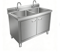 Évier double pour traiteur extérieur - Station de travail de nettoyage sur site pour banquets de mariage, en acier inoxydable, avec rangement portable