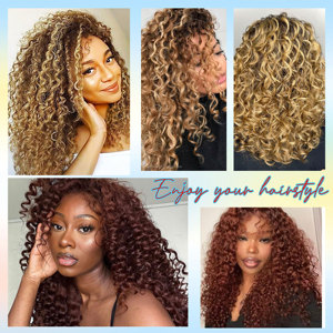 Tresses de cheveux humains bohème, extension naturelle de cheveux noirs, 4/27g/paquet, cheveux bouclés, couleur miel, pour torsion, 100g - Product Image 6