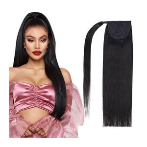 Extensions de queue de cheval brésiliennes de qualité salon, double trame, cheveux humains vierges Remy, grade 9A, sans nœuds, sans perte - Product Image 1