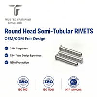 Rivets semi-tubulaires à tête ronde en aluminium TianFang pour la production de supports de roues de bagages, finition anodisée, production en vrac