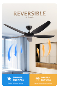 Aier hiện đại thông minh 56 inch 5 Blades Đen DC động cơ LED Đèn Trần và điều khiển từ xa cho nhà phòng khách hoặc phòng ngủ - Product Image 2