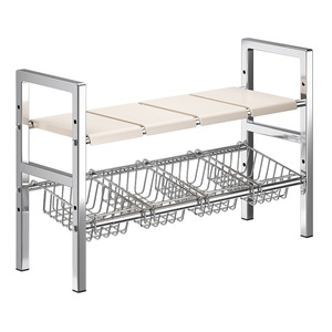 Étagère de rangement extensible en acier inoxydable Sea Shark pour évier, organiseur de placard à plusieurs niveaux pour ustensiles de cuisine - Product Image 5