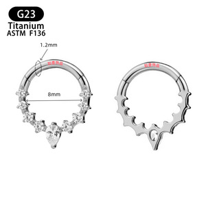 Anneau de nez en titane G23 8 mm, design à pointe avec zircon blanc, bijoux de piercing pour usage quotidien - Product Image 1