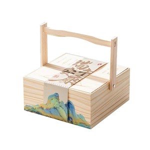 Boîte cadeau rectangulaire en bois massif pour gâteaux de lune, motif personnalisable, idéale pour le Festival de la Mi-Automne - Product Image 5